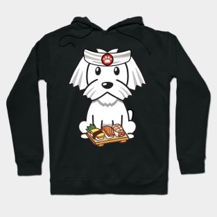 Funny white dog is a sushi chef Hoodie